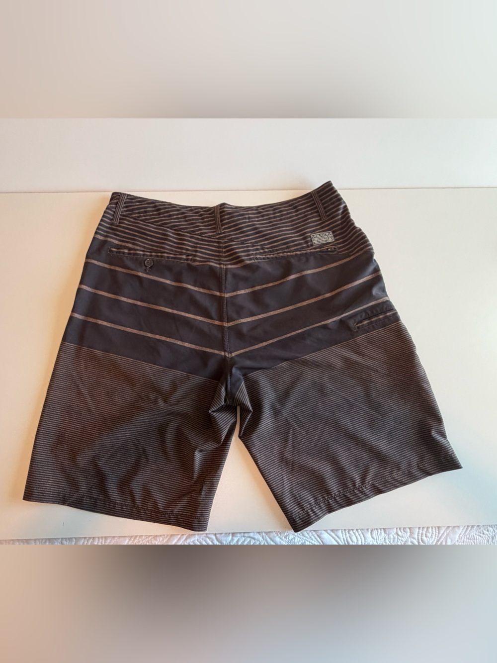 Volcom Black and Brown Striped Board Shorts